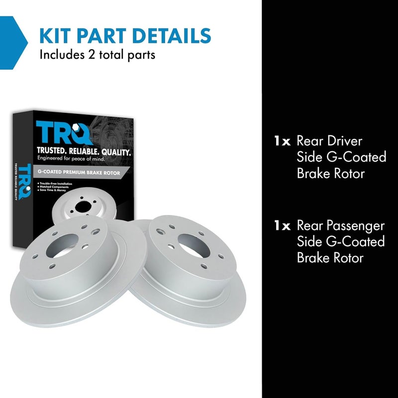 TRQ Rear Brake Rotor Set G Coated Solid Compatible with 2002-2024 Nissan Altima 2011-2017 Juke 2004-2008 Maxima 2007-2019 Sentra - Image 2