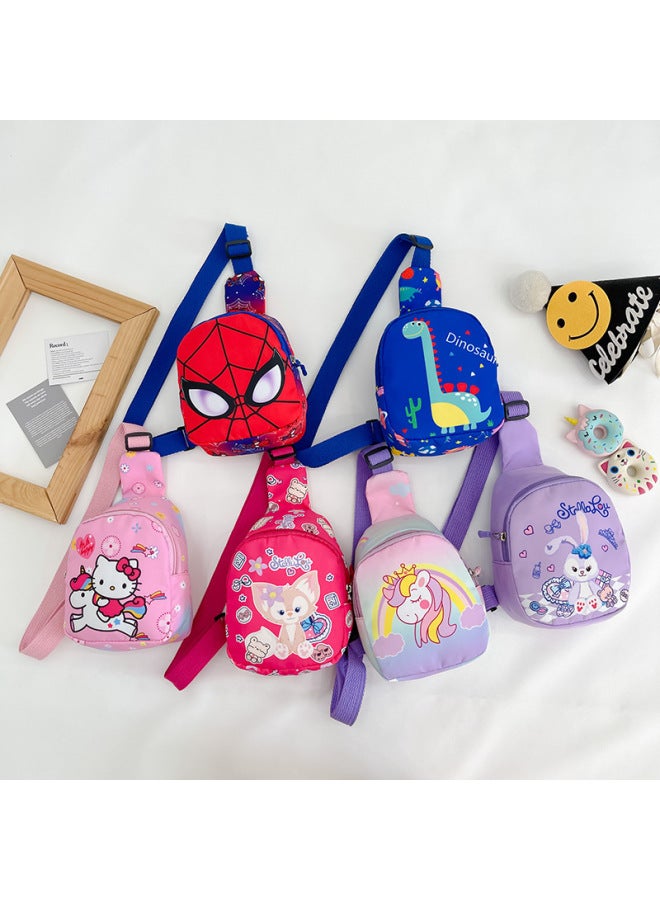 Trendy Cartoon Spiderman Kids Chest Bag Cute Coin Purse Backpack For Boys Girls Children's Crossbody Bag-Color:Red  - Image 2