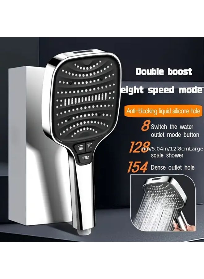 Dark Grey 8 Spray Modes High Flow Rainfall Shower Head - Image 2