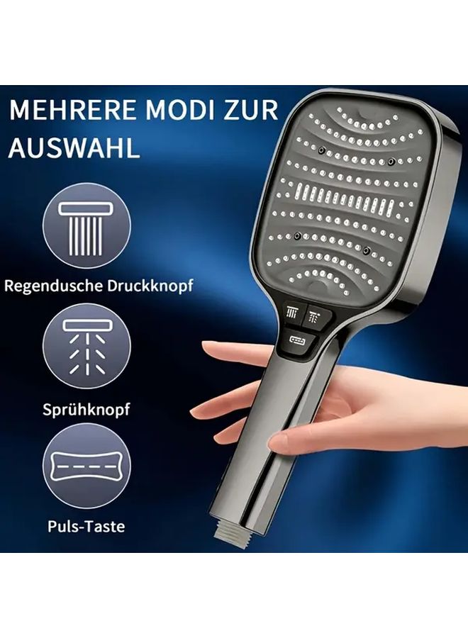 Dark Grey 8 Spray Modes High Flow Rainfall Shower Head - Image 1