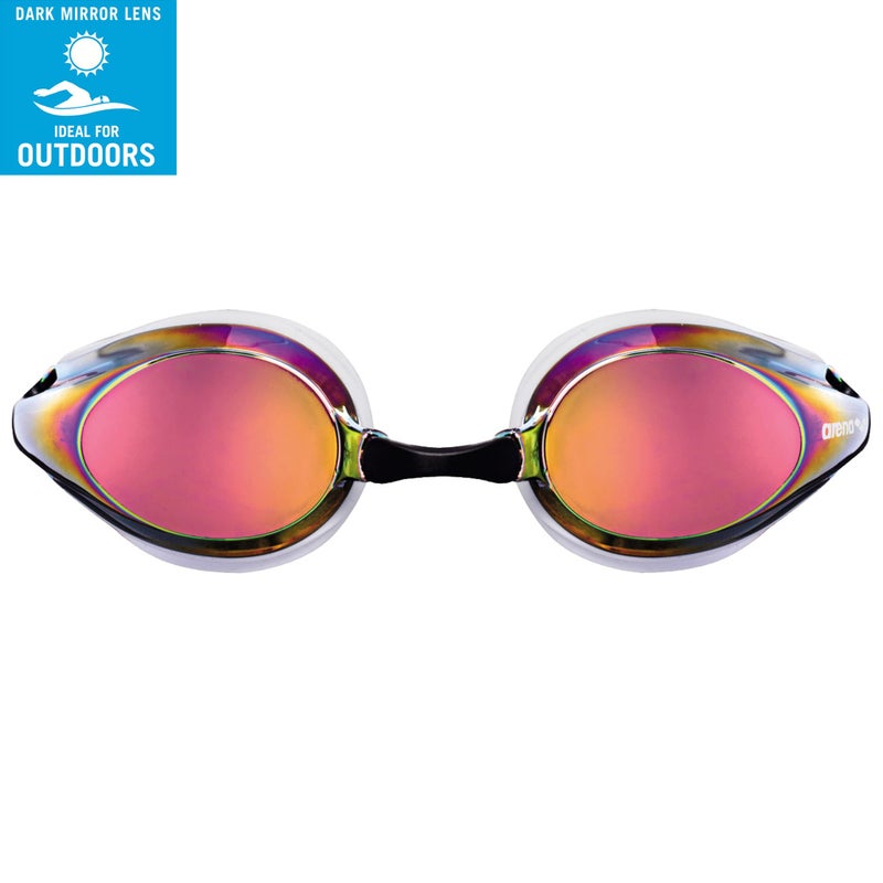 ARENA Tracks Unisex Adult Essential Racing Swim Goggles for Competitive Swimmers FINA-Approved Anti-Fog Coated Mirror Lens, White/Red Copper/Black - Image 3