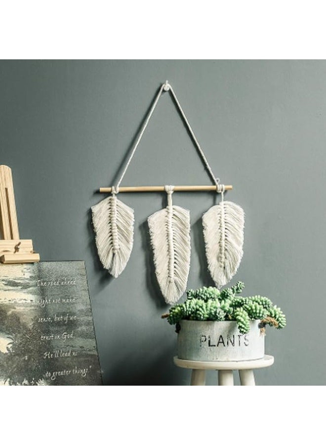 انتيكيانو مكرمية منسوجة للتعليق على الحائط | زينة بشراشيب ورقية لغرفة النوم وغرفة المعيشة نسيج ريش منسوج يدويًا بنمط بوهيمي انيق لديكور حائط الشقة - بيج - Image 2