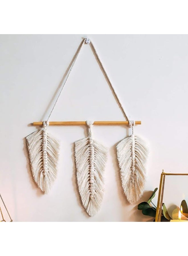 انتيكيانو مكرمية منسوجة للتعليق على الحائط | زينة بشراشيب ورقية لغرفة النوم وغرفة المعيشة نسيج ريش منسوج يدويًا بنمط بوهيمي انيق لديكور حائط الشقة - بيج - Image 4