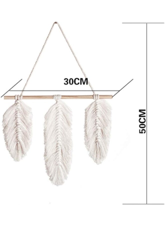 انتيكيانو مكرمية منسوجة للتعليق على الحائط | زينة بشراشيب ورقية لغرفة النوم وغرفة المعيشة نسيج ريش منسوج يدويًا بنمط بوهيمي انيق لديكور حائط الشقة - بيج - Image 1