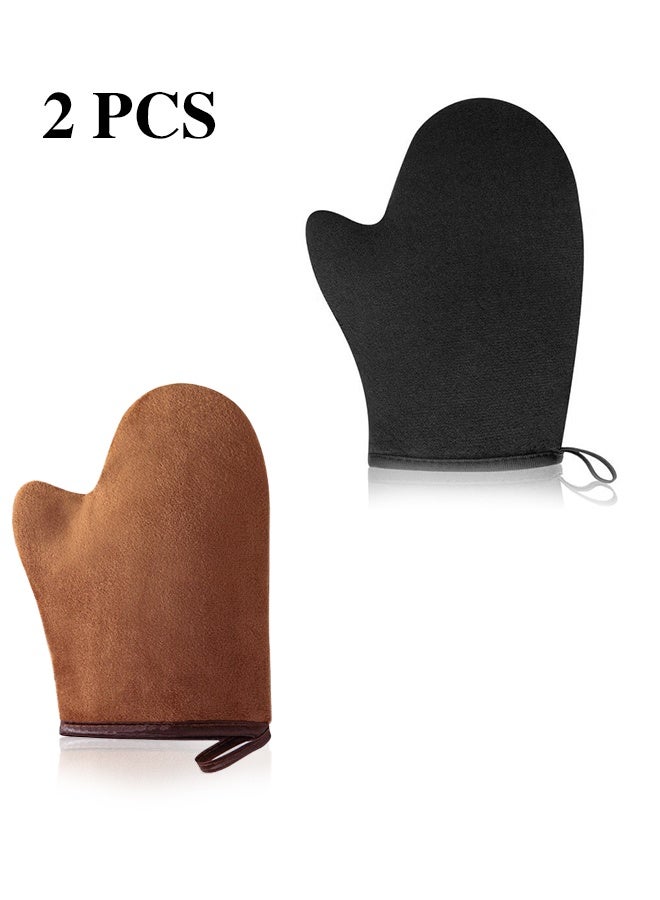 2PCS Soft Tanning Glove Self Tanner , Double Sided Design Self Tanning Glove With Thumb, Reusable Applicator for Bronzed Streak Appearance - Image 1