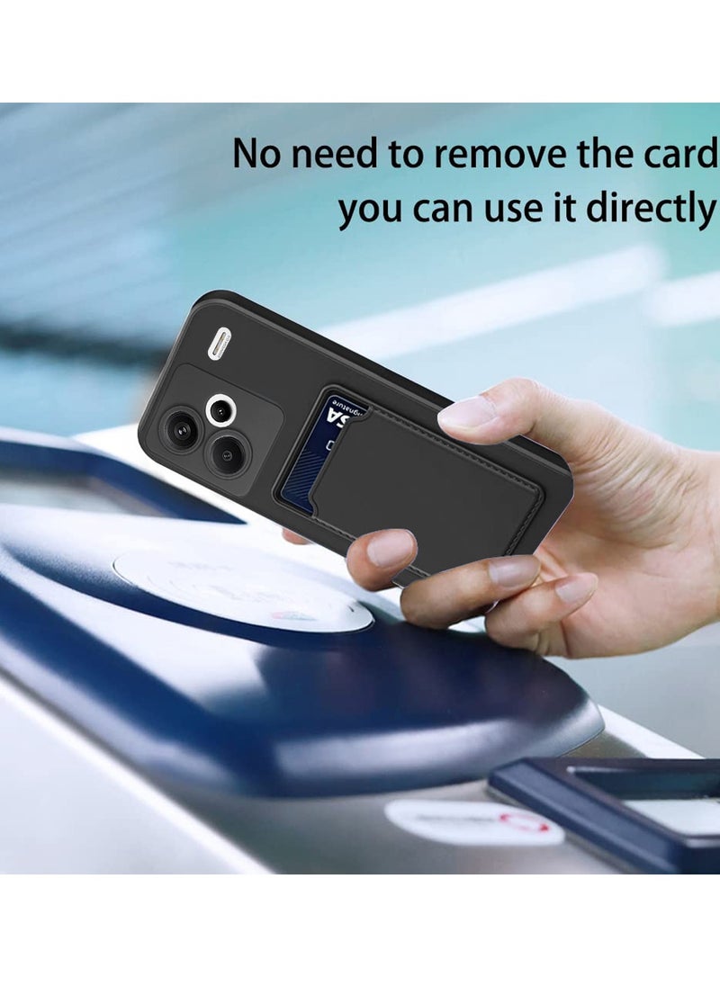 Silicone TPU With Card Holder Case Cover For Xiaomi Redmi Note 13 Pro+ / Xiaomi Redmi Note 13 Pro Plus 5G 2023 Black