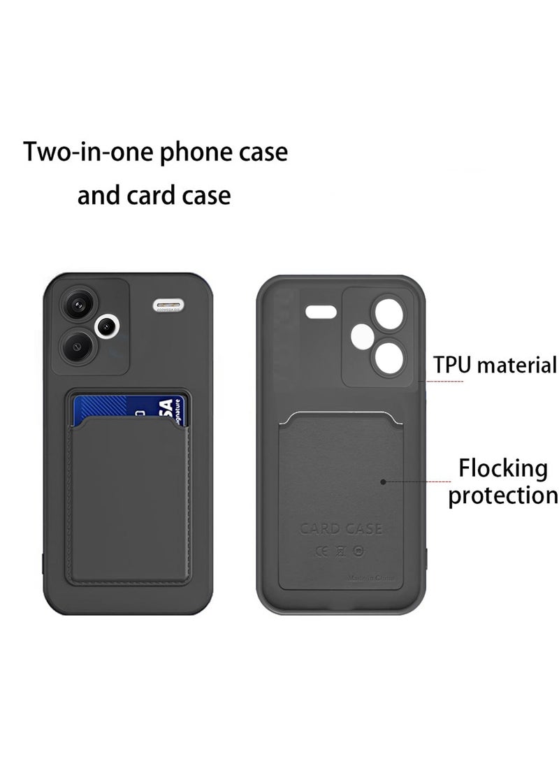 Silicone TPU With Card Holder Case Cover For Xiaomi Redmi Note 13 Pro+ / Xiaomi Redmi Note 13 Pro Plus 5G 2023 Black