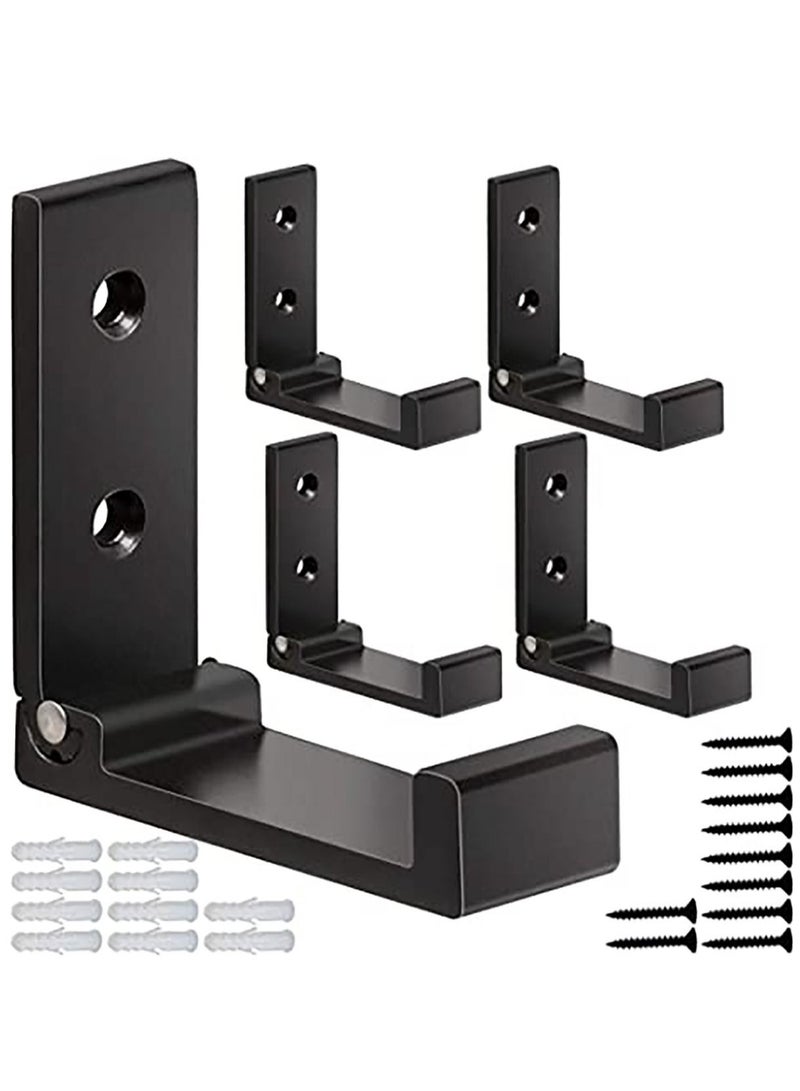 5 Pcs Folding Coat Hooks, Wall Hooks for Hanging Coat Towel Hooks Hardware Heavy Duty Aluminum Alloy Headphone Holder Hooks No Rust Wall Mounted Bags, Fitness Equipment  - Image 1