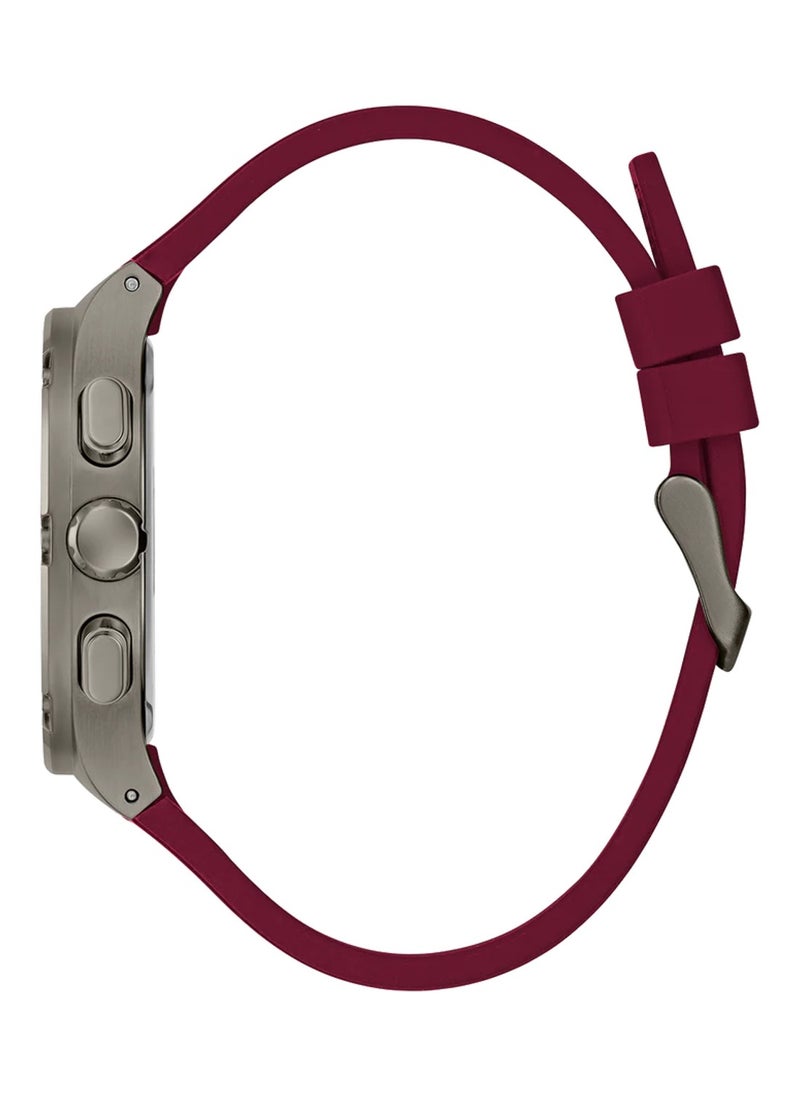 GUESS - Headline Men’s Burgundy Grey Multi-function Silicone Strap Watch GW0571G4 - 42mm - Image 1