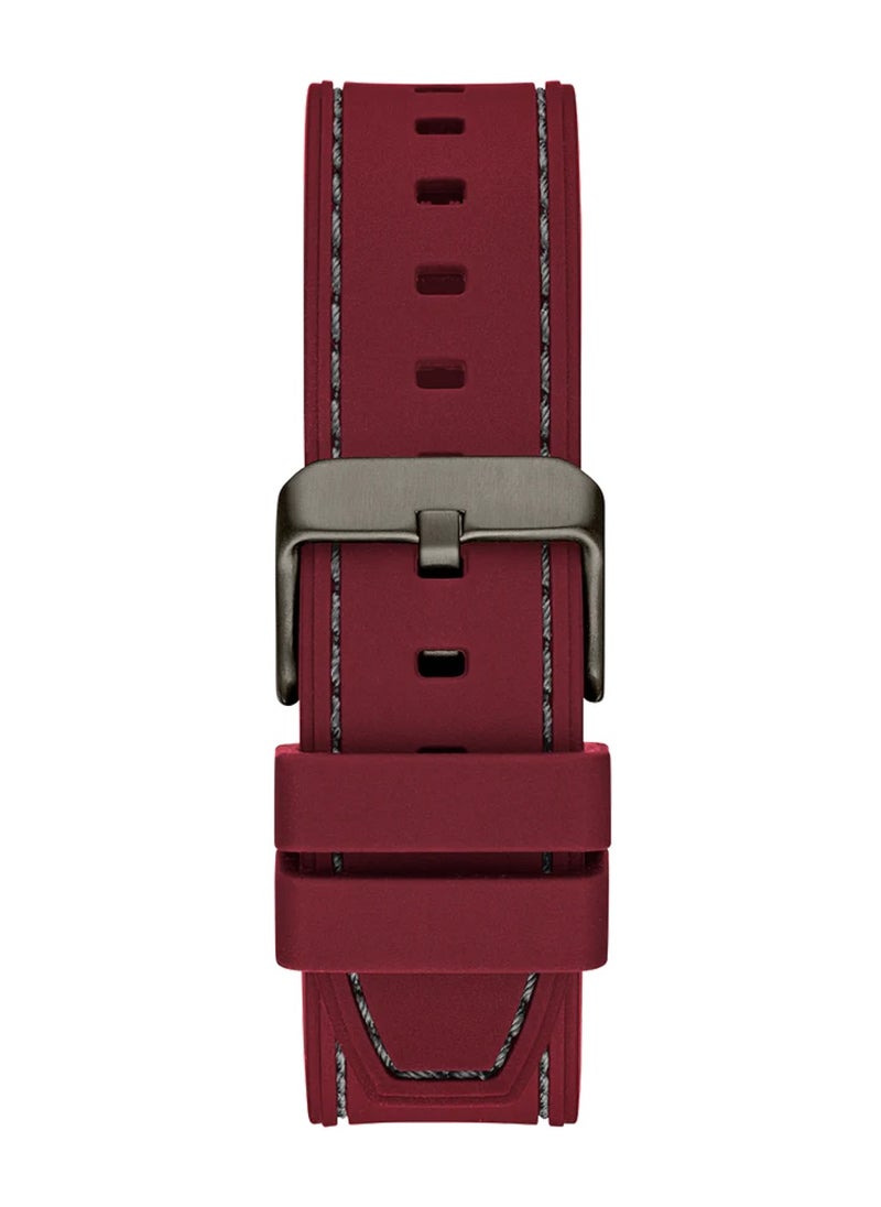 GUESS - Headline Men’s Burgundy Grey Multi-function Silicone Strap Watch GW0571G4 - 42mm - Image 1