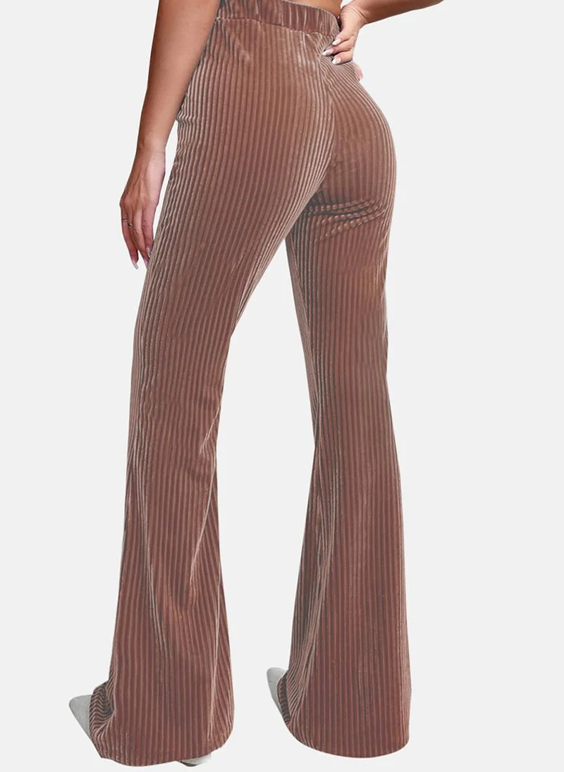 يونيكي Brown  Striped Casual Trousers