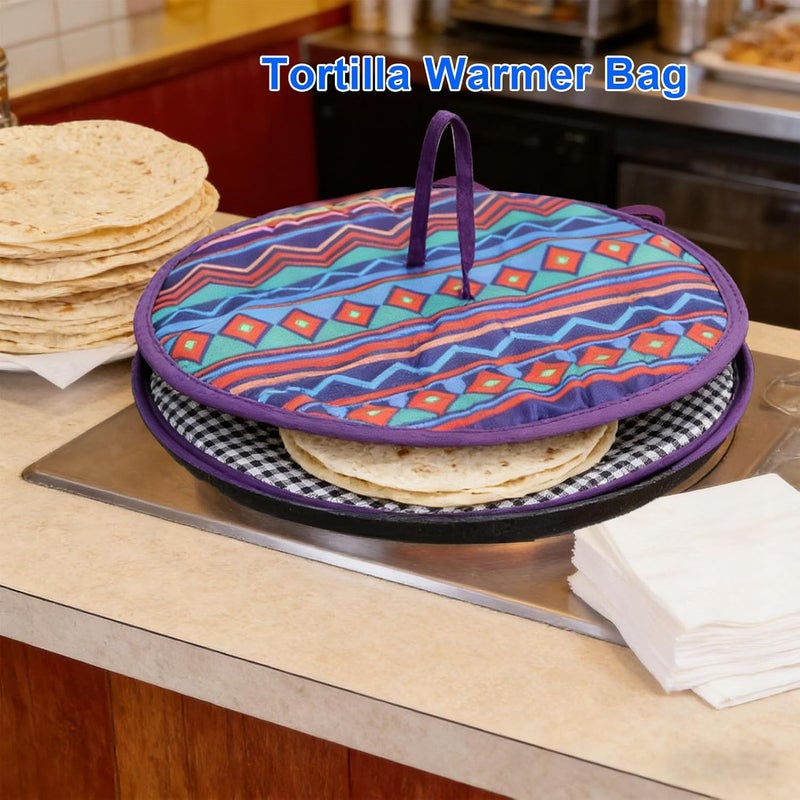 Naroote Tortilla Warmer Pouch Microwavable Fabric Keep Tortillas Soft & Warm Heater Pouch for Tacos Pita Waffles Party Picnic Naan Pizza Rolls Reliable Insulation for Family Feasts - Image 5
