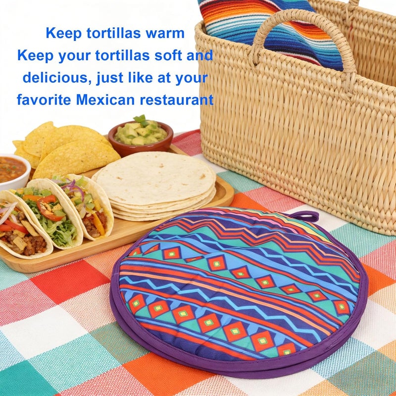 Naroote Tortilla Warmer Pouch Microwavable Fabric Keep Tortillas Soft & Warm Heater Pouch for Tacos Pita Waffles Party Picnic Naan Pizza Rolls Reliable Insulation for Family Feasts - Image 3