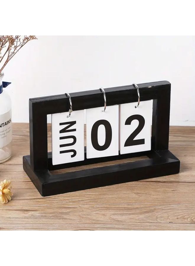 Natural Wood Page Turning Standing Desk Calendar Minimalist Office Decor - Image 5