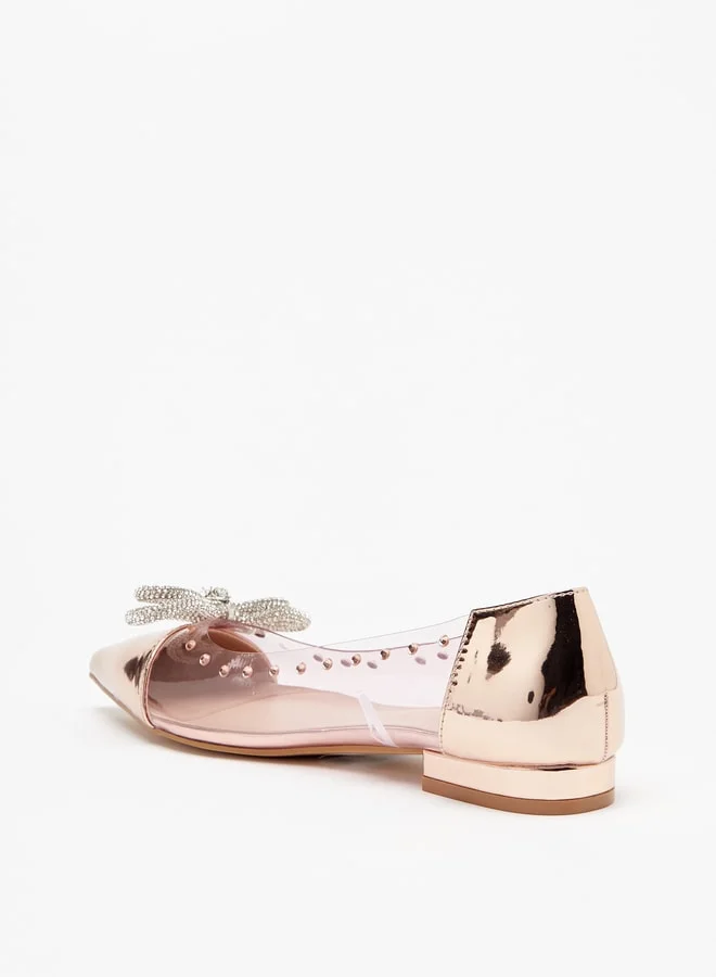 Celeste Women's Bow Embellished Slip-On Pointed Toe Ballerina Shoes