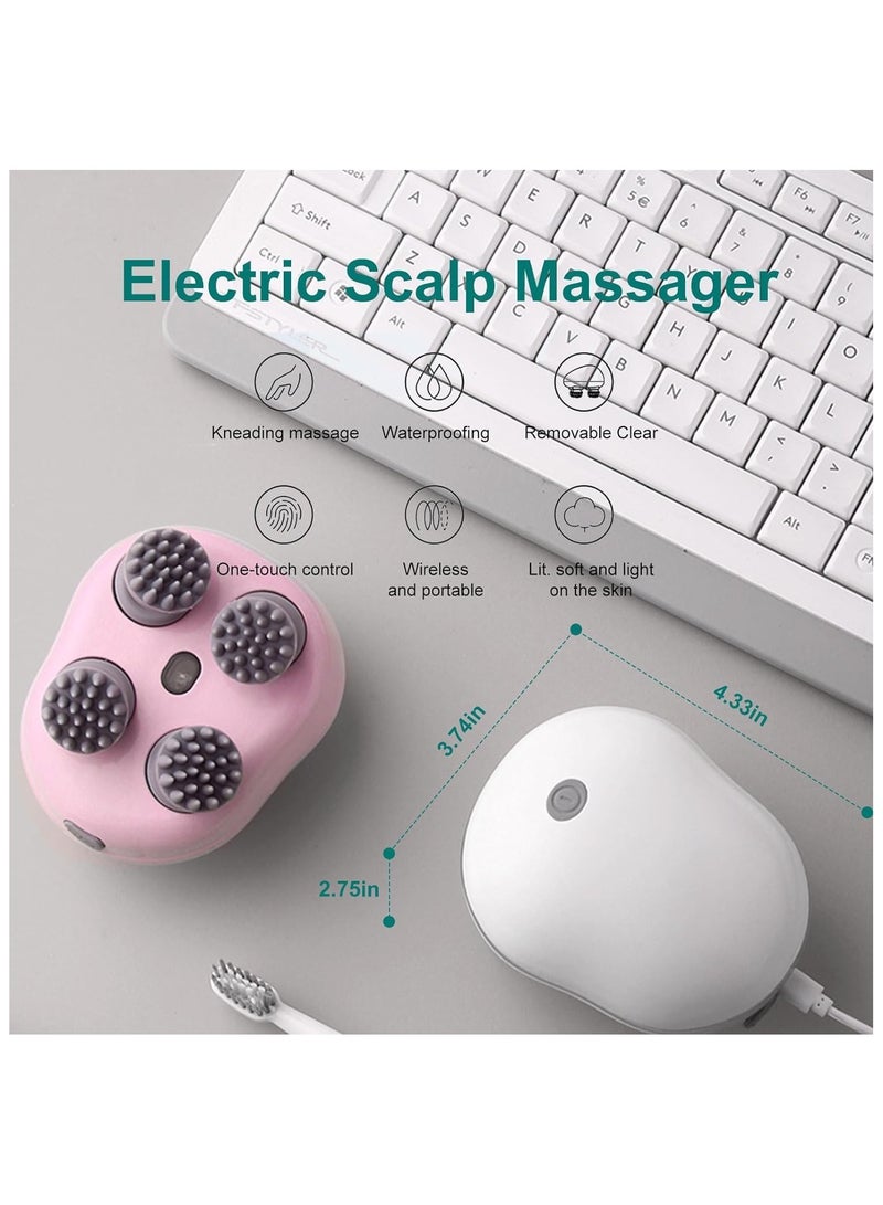 YJ Electric Scalp Massager, Rechargeable Head Massager with Silicone Massage Brush, Type-C Charging, Scalp Massage Brush for Shower, Shampoo & Relaxation, Portable Head Scratcher for Men Women - Image 2