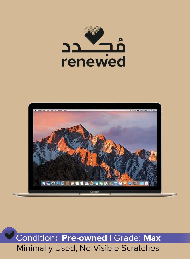 ابل  مجدد - لابتوب ماك بوك A1534 (2017) بشاشة 12 بوصة، مع معالج إنتل كور M3/الجيل السابع/ذاكرة RAM 8GB/قرص SSD سعة 256GB/رسوميات مدمجة 1.5GB باللون الذهبي الإنجليزي - Image 1