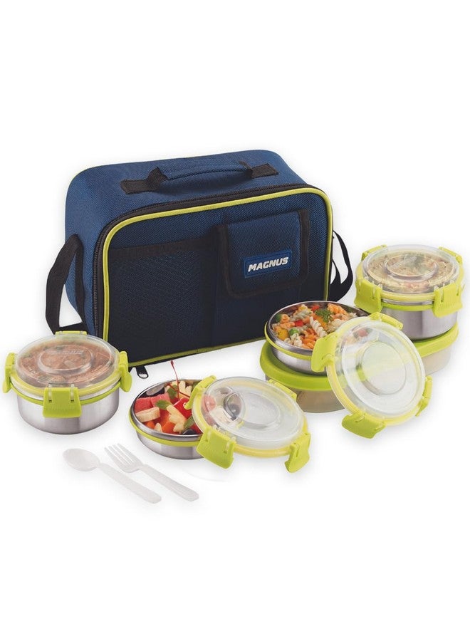 Magnus Magnus Hybrid 5 Lunch Box - Premium Stainless Steel Tiffin Set for Kids, Boys, Men and Women - Ideal Lunch Boxes for Office Men, Leakproof Containers, Insulated Cover  - Image 1