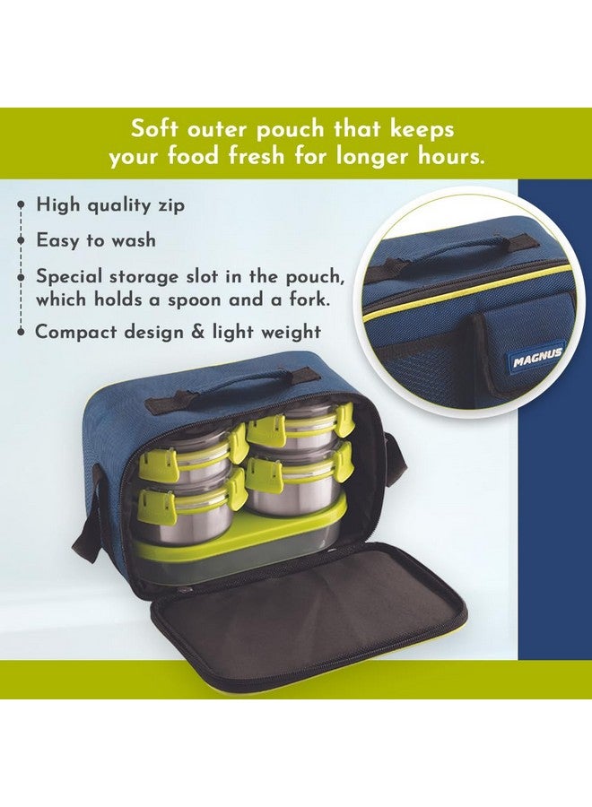 Magnus Magnus Hybrid 5 Lunch Box - Premium Stainless Steel Tiffin Set for Kids, Boys, Men and Women - Ideal Lunch Boxes for Office Men, Leakproof Containers, Insulated Cover  - Image 5
