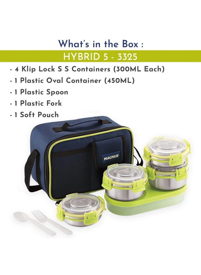 Magnus Magnus Hybrid 5 Lunch Box - Premium Stainless Steel Tiffin Set for Kids, Boys, Men and Women - Ideal Lunch Boxes for Office Men, Leakproof Containers, Insulated Cover  - Image 2