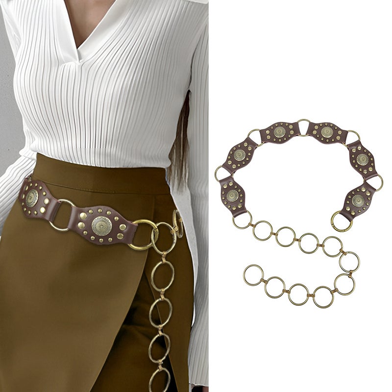 Vintage American Style Millennium Style Spice Girl Rivet Belt Stitching Wide Belt Personality Fashionable Belt Jeans Belt Y2K - Image 2