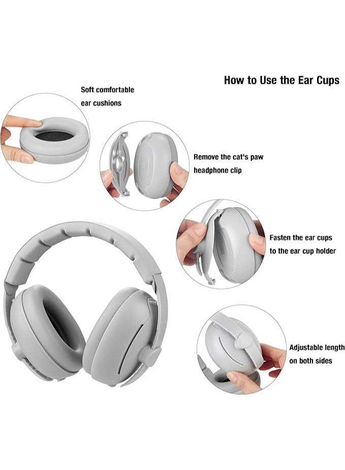 Baby Ear Muffs, 2-in-1 Noise Cancelling Hearing Protection Headphones for Ages 0-3 Years, Grey - Image 3