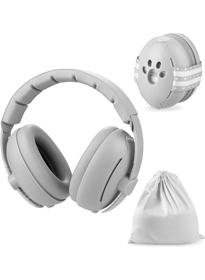 Baby Ear Muffs, 2-in-1 Noise Cancelling Hearing Protection Headphones for Ages 0-3 Years, Grey - Image 1
