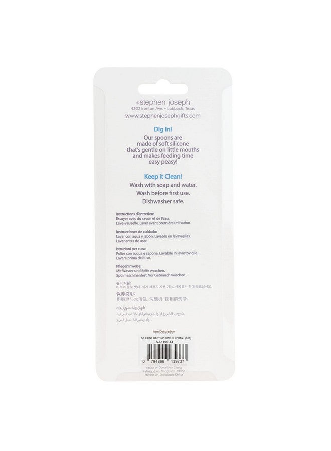 ستيفن جوزيف مجموعة ملاعق سيليكون للأطفال من ستيفن جوزيف، ملاعق تغذية للمرحلة الأولى للرضع، مجموعة ملاعق تشجع على التغذية الذاتية، ملاعق تغذية للأطفال الصغار، تصميم فيل - Image 4