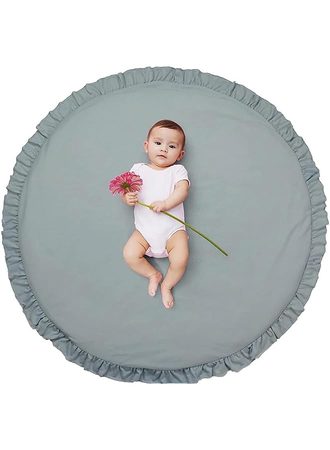 vesus Cotton Play Mat Soft Crawling Mat White Detachable Washable Game Blanket Floor Playmate Kids Infant Child Activity Round Rug Home Room Decor Upholstered Crawling Play Bedroom Decor,light grey - Image 1