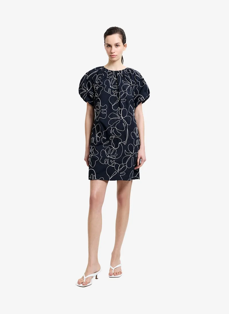 Women's Black/Porcelain Crea Cambria Embroidered Mini Dress