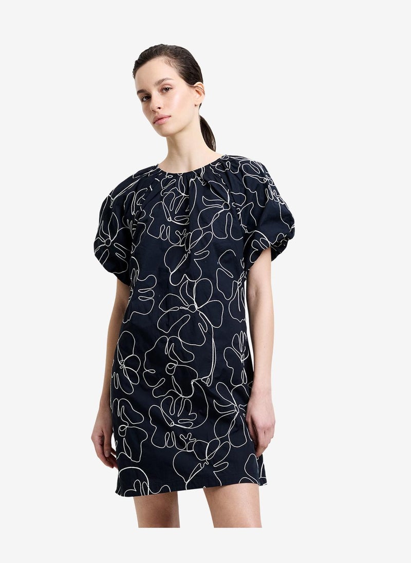 French Connection Women's Black/Porcelain Crea Cambria Embroidered Mini Dress - Image 2