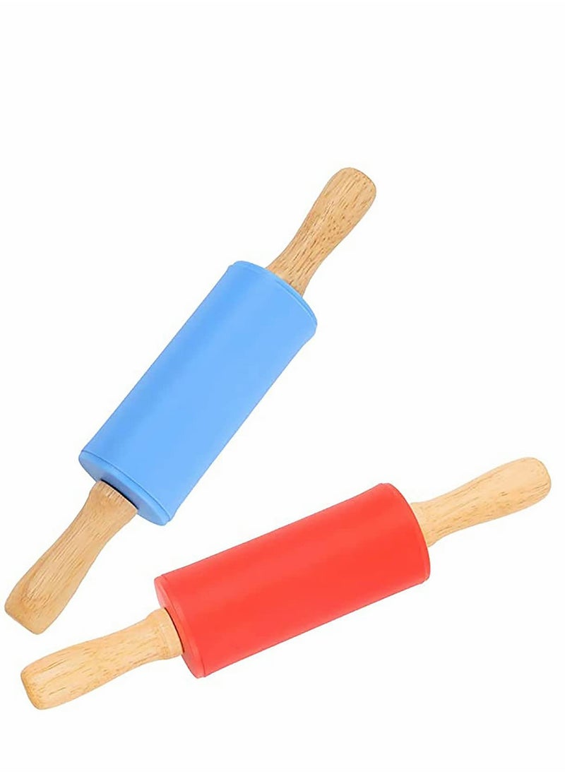 SYOSI 9 Inch Mini Rolling Pin, 2 Pcs Kids Rolling Pin Small Rolling Pin Handle Rolling Pin for Home Kitchen Children Cake  - Image 1