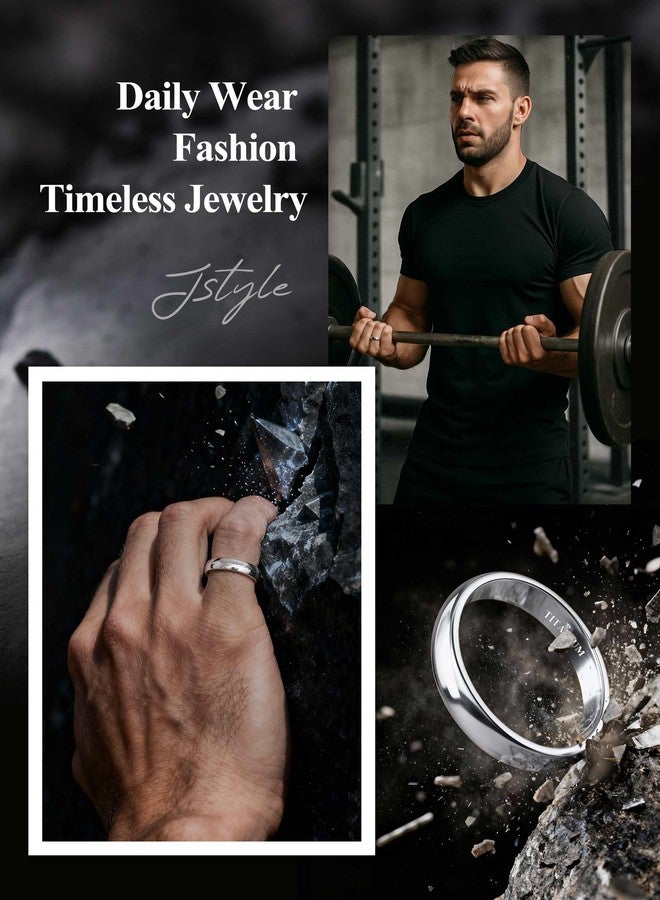 جي ستايل خواتم زفاف من التيتانيوم من Jstyle، متوفرة بأحجام 2 مم، 4 مم، و6 مم، مطلية بالفضة/الأسود/الذهب، بتصميم مقبب مصقول للغاية، قابلة للتكديس، مناسبة للخطوبة والوعد، مقاسات من 6 إلى 13، مقاومة للصدأ، 9 - Image 3