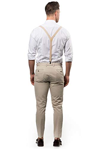 traderplus Men Elastic Suspenders and Bow Ties Set for Wedding, Formal Events (Champagne) - Image 4