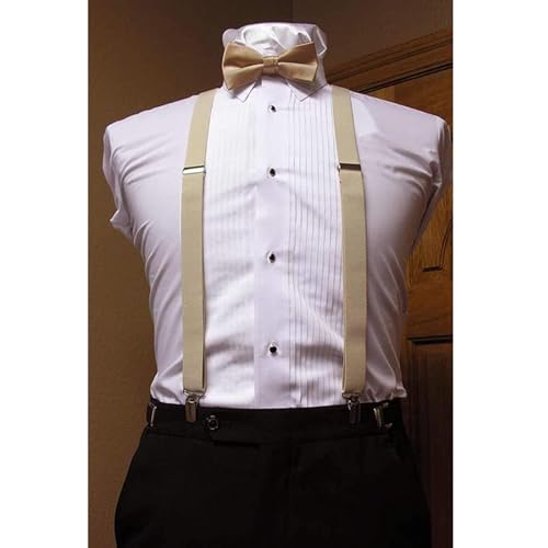traderplus Men Elastic Suspenders and Bow Ties Set for Wedding, Formal Events (Champagne) - Image 3