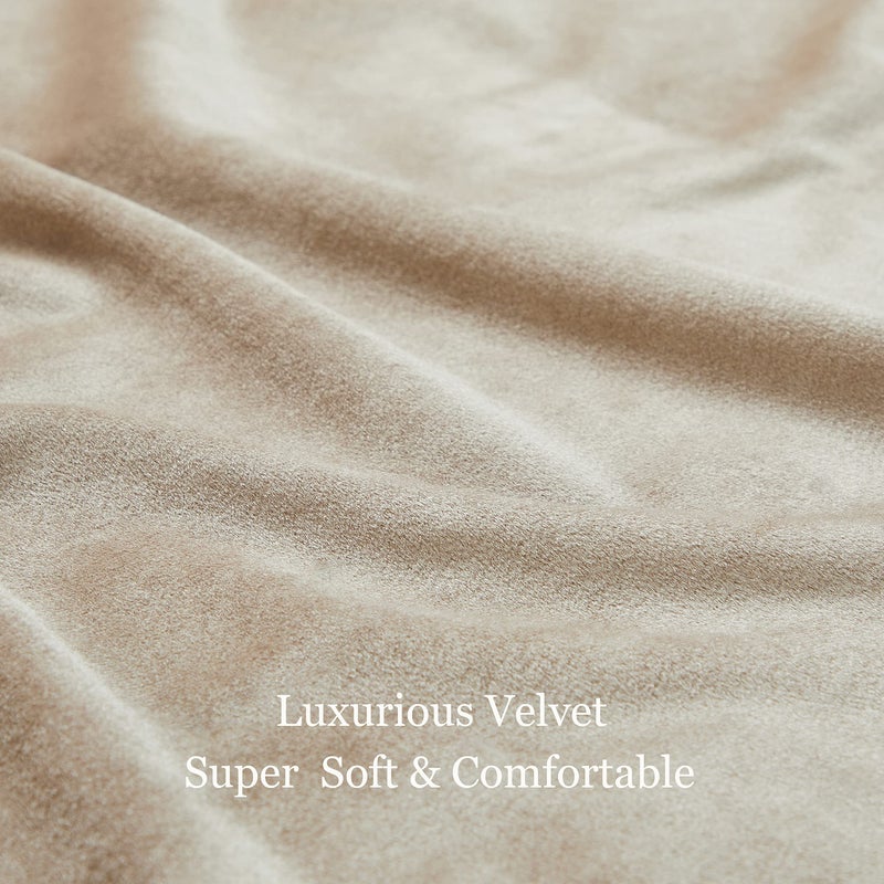 BULBUL Champagne Curtains 120 inch Length- 2 Panels Velvet Living Room Beige Blackout Window Drapes Curtains Thermal Insulated Room Darkening Decor Grommet Curtains for Bedroom - Image 5