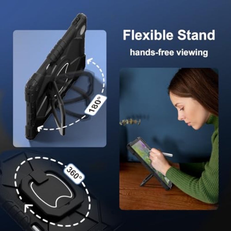 Compatible with Samsung Galaxy Tab A9/A11 8.7" Protective kids Tablet Case سامسونج جالاكسي تاب A11 Tablet Case, Heavy Duty Shockproof Protective Tablet Case/360 Rotating Folding Stand/Pencil Holder - Image 5