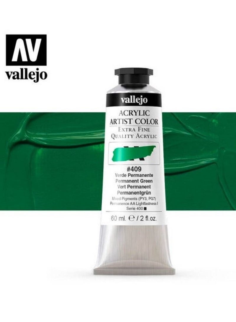 فاليجو ألوان أكريليك فنية - أخضر دائم، أكريليك احترافي عالي الصبغة، 60 مل