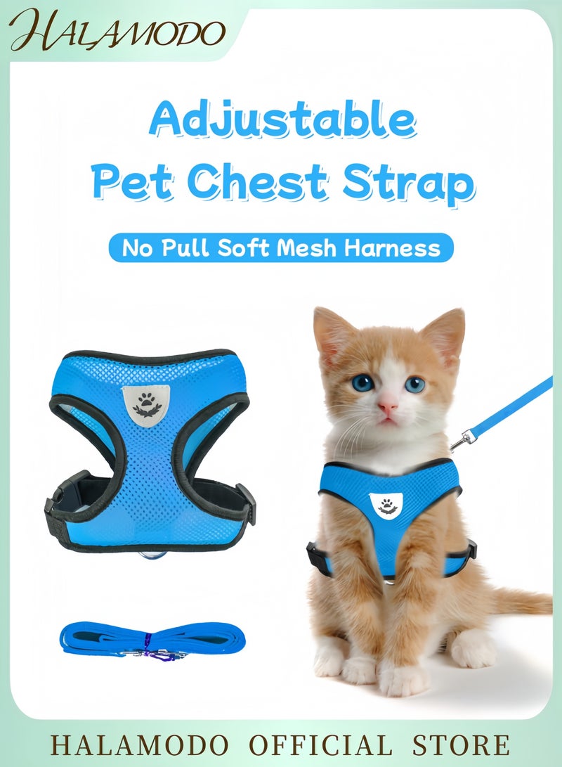 HALAMODO Cat Harness Leash Set Escape Proof Adjustable Mesh Vest for Cats Reflective Leash and Harness for Small and Medium Dogs Soft Pet Walking Vest - Image 1