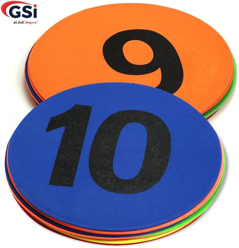GSI 8" Round TPR Anti-Skid Spot Markers - Non-Toxic, Durable | Variety Pack with 4 Color Options and Alphabet, Number, Combo Variants - Image 2