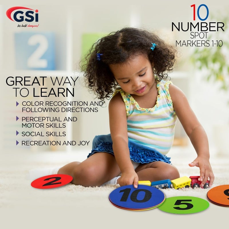 GSI 8" Round TPR Anti-Skid Spot Markers - Non-Toxic, Durable | Variety Pack with 4 Color Options and Alphabet, Number, Combo Variants - Image 5