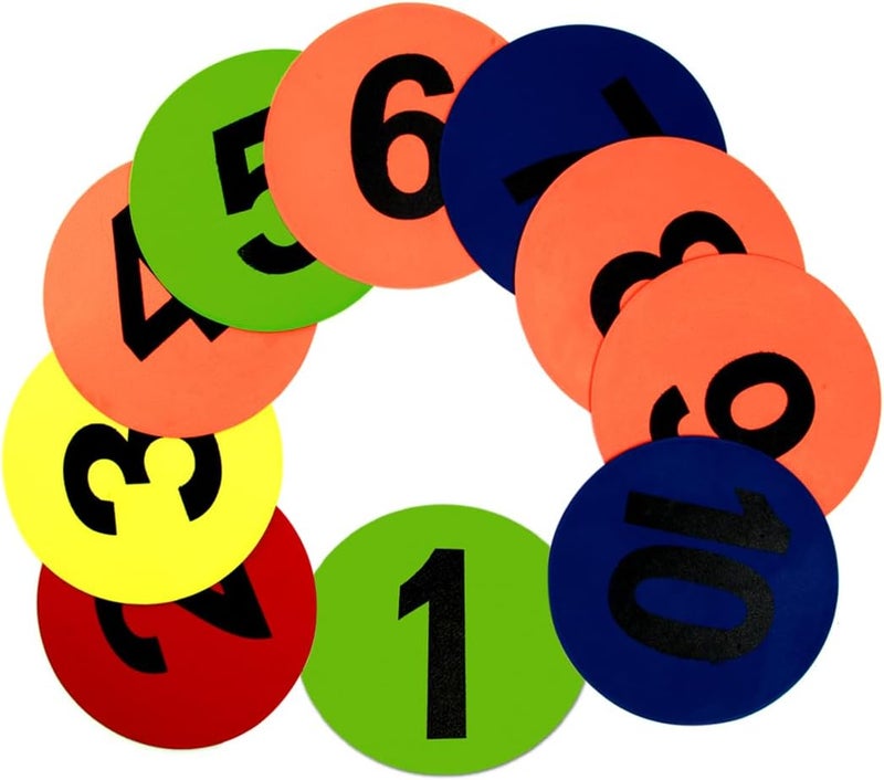GSI 8" Round TPR Anti-Skid Spot Markers - Non-Toxic, Durable | Variety Pack with 4 Color Options and Alphabet, Number, Combo Variants - Image 1