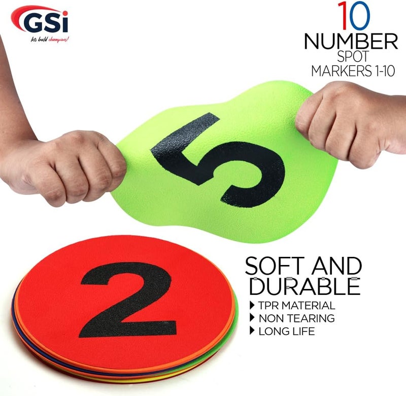 GSI 8" Round TPR Anti-Skid Spot Markers - Non-Toxic, Durable | Variety Pack with 4 Color Options and Alphabet, Number, Combo Variants - Image 3