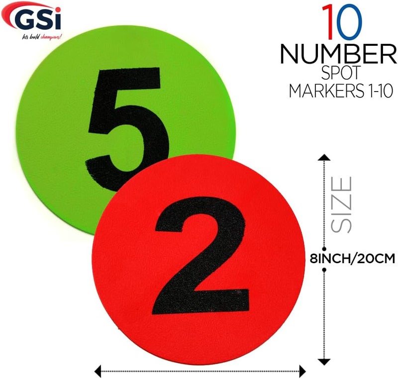 GSI 8" Round TPR Anti-Skid Spot Markers - Non-Toxic, Durable | Variety Pack with 4 Color Options and Alphabet, Number, Combo Variants - Image 4