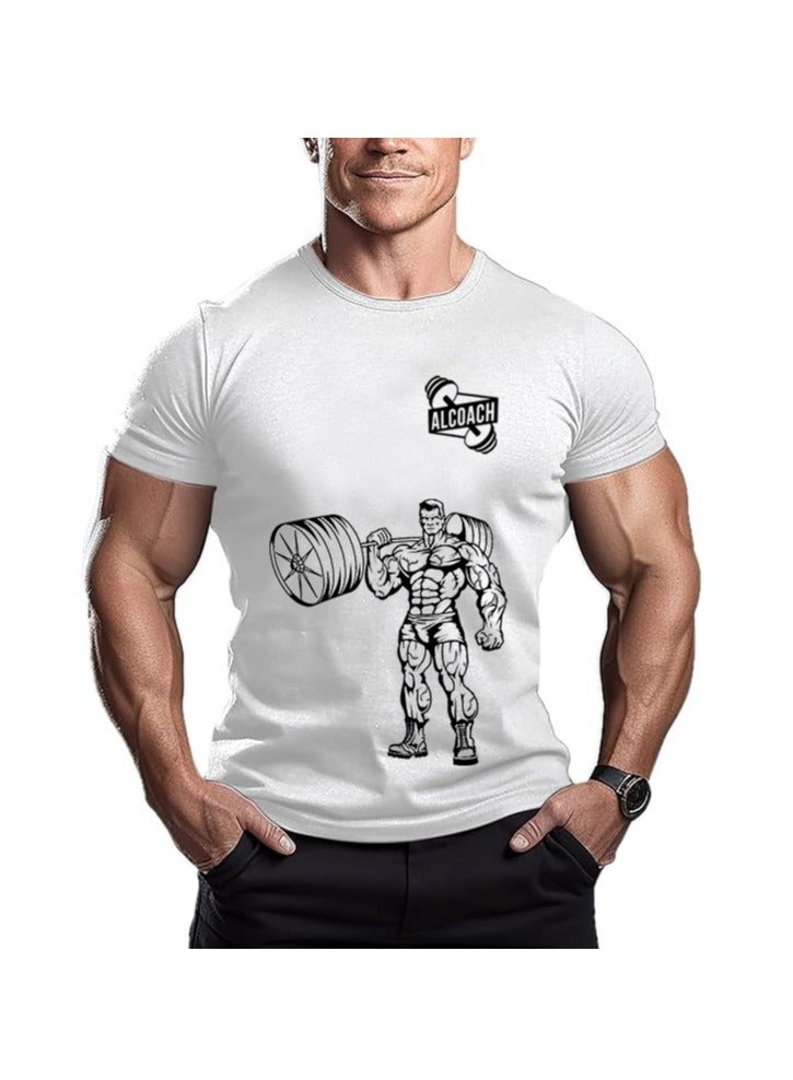 ALCOACH Men's Oversize T-shirt - ALCOACH - NEVER GIVE UP  Printed for exercise, gym and bodybuilding  - Image 1
