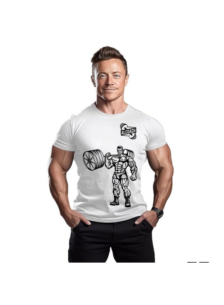 ALCOACH Men's Oversize T-shirt - ALCOACH - NEVER GIVE UP  Printed for exercise, gym and bodybuilding  - Image 2