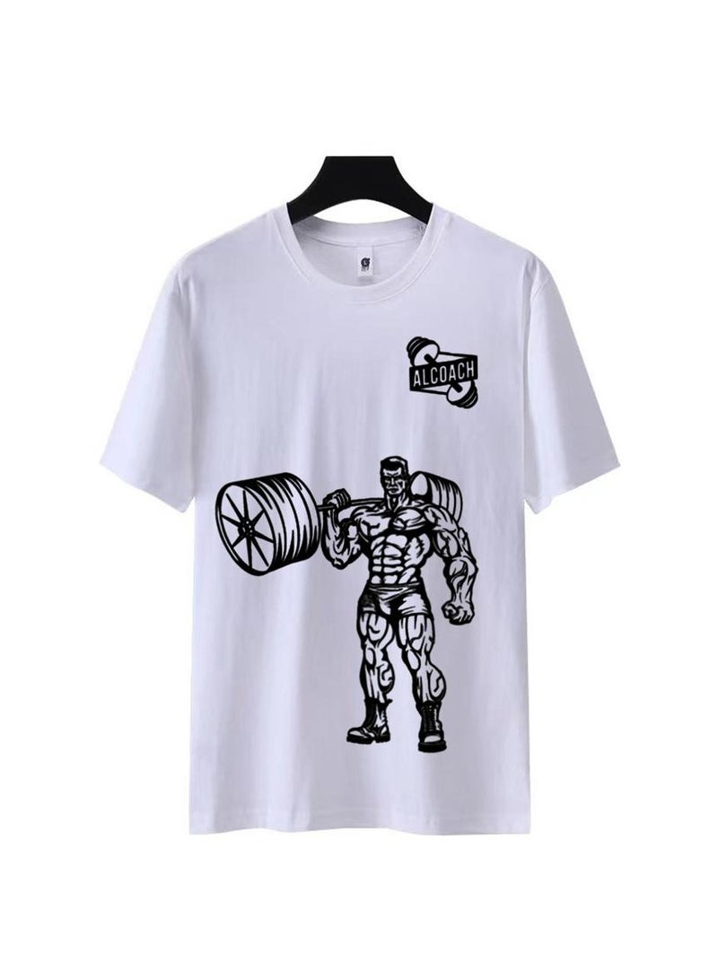 ALCOACH Men's Oversize T-shirt - ALCOACH - NEVER GIVE UP  Printed for exercise, gym and bodybuilding  - Image 3