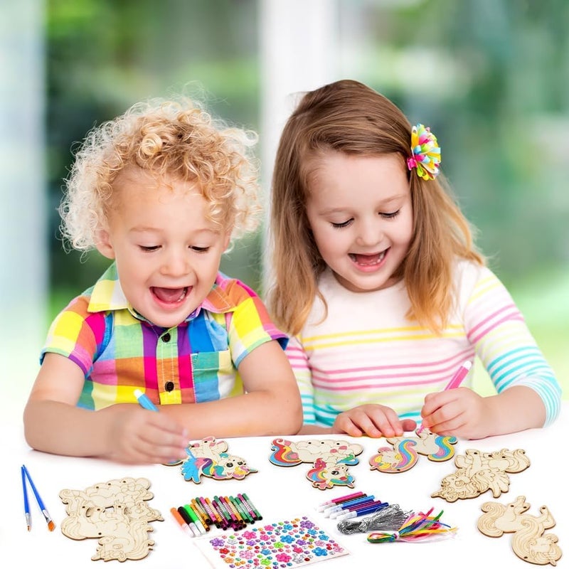 KASTWAVE 9 Pack Unicorn Wooden Wind Chime Craft Kit – DIY Paint Arts & Crafts Set, Creative Gift for Boys Girls, Activity, Summer Camp, Birthday Party Fun - Image 4