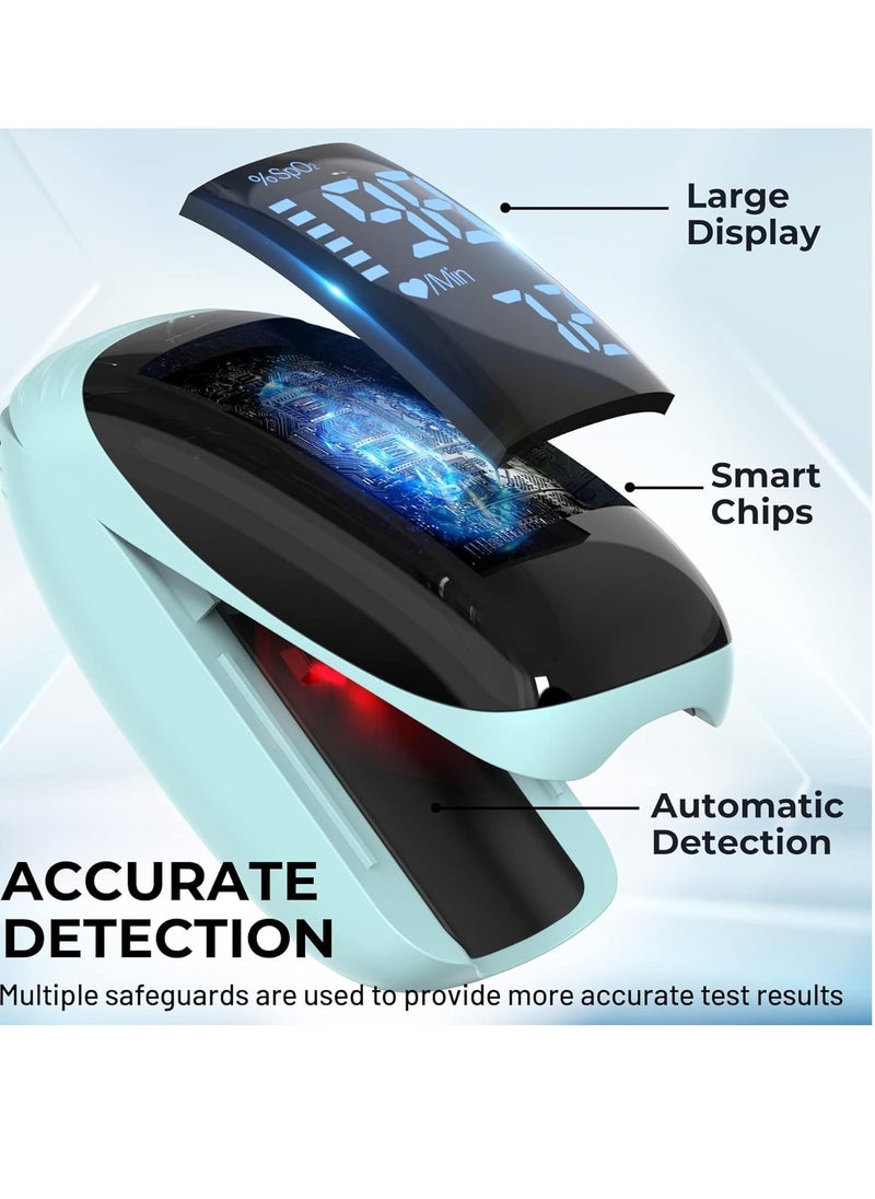 Fingertip Pulse Oximeter, Oxygen Meter Finger Blood Oxygen Saturation with Lanyard Pulse Monitor Rechargeable, Spo2 Reading for Home, Outdoor Sports