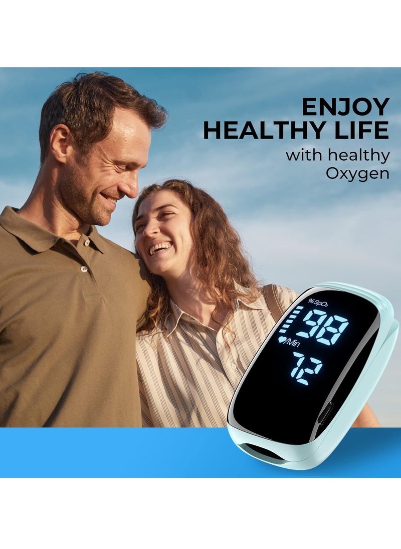 Fingertip Pulse Oximeter, Oxygen Meter Finger Blood Oxygen Saturation with Lanyard Pulse Monitor Rechargeable, Spo2 Reading for Home, Outdoor Sports